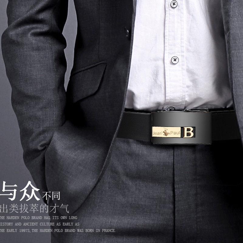 Thắt Lưng Da Nam Khóa Tự Động Cao Cấp Dây Nịt Nam Da Bò 100% Chính Hãng PAUL Mạ Vàng Bạc Nam Tính