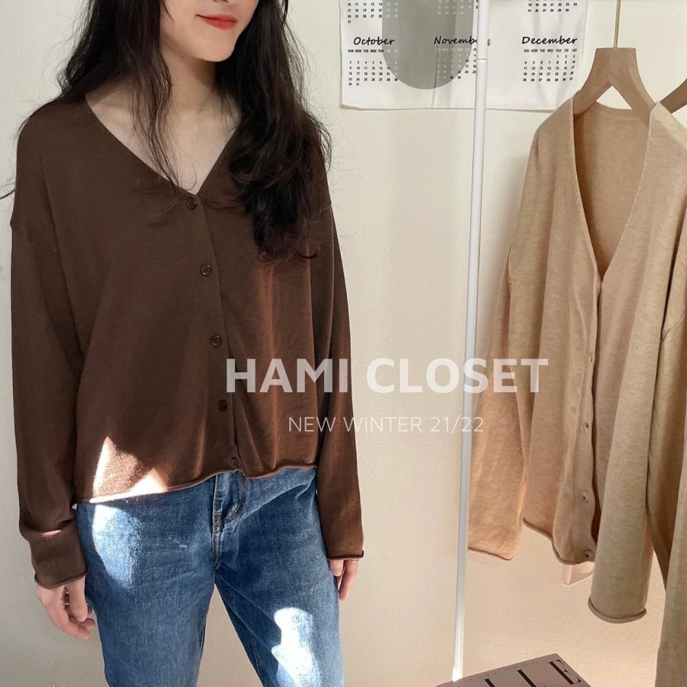 Áo cardigan len cổ V 4 cúc len lông cừu mềm mịn dáng  bazic