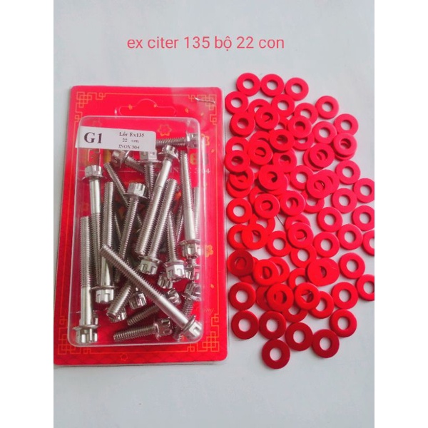 Bộ ốc lóc máy salaya kèm lông đền . Exciter 135,150, winner, Raider,Sirius, wave.
