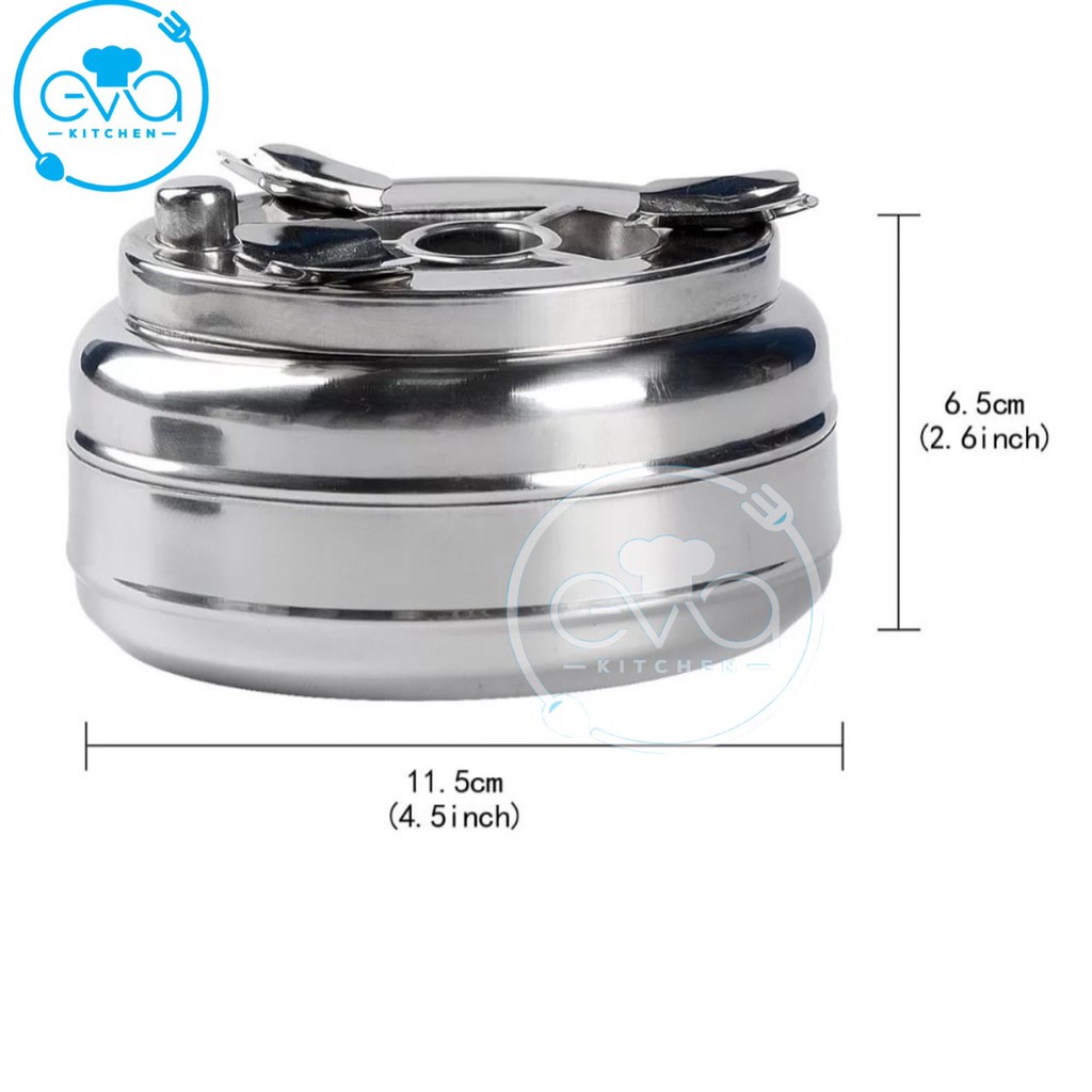 Gạt Tàn Inox Có Nút Bấm Đóng Mở Ngăn Đựng Thông Minh / Gạt Tàn Inox Bấm Nút Tiện Dụng M3335