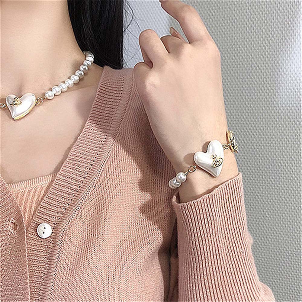 Vòng cổ/vòng tay/bông tai bằng hợp kim mặt hình hành tinh/trái tim có khóa OT thời trang Hàn Quốc thanh lịch cho nữ