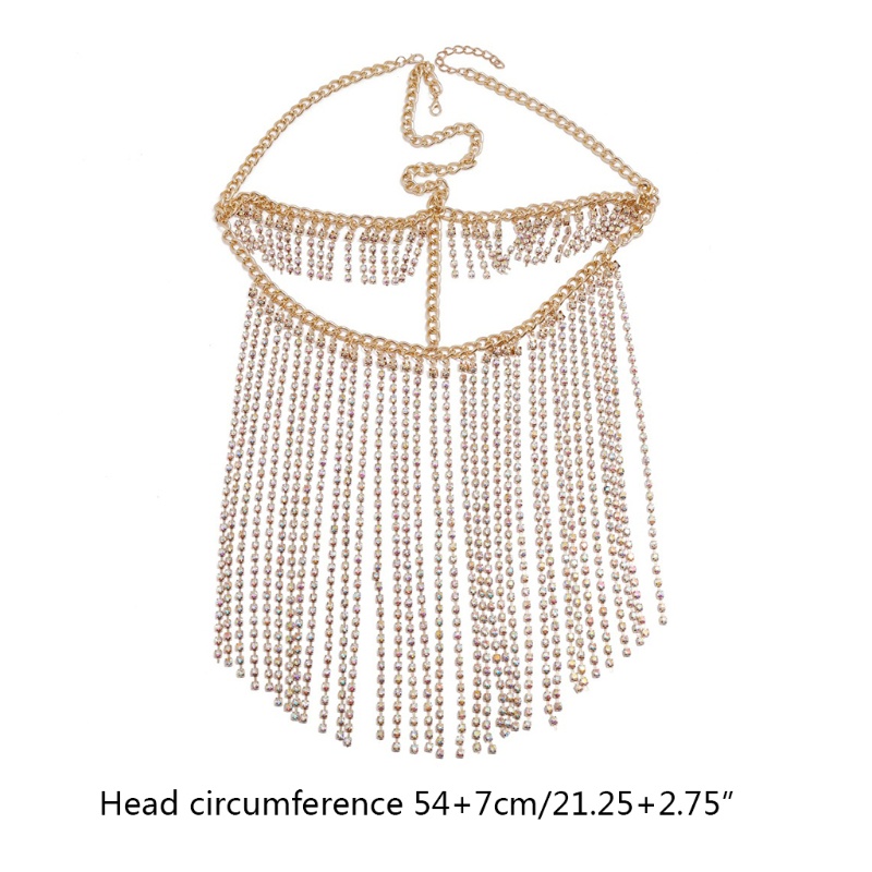 Cài Tóc Dây Xích Tua Rua Bằng Pha Lê Giả Cho Nữ Hóa Trang