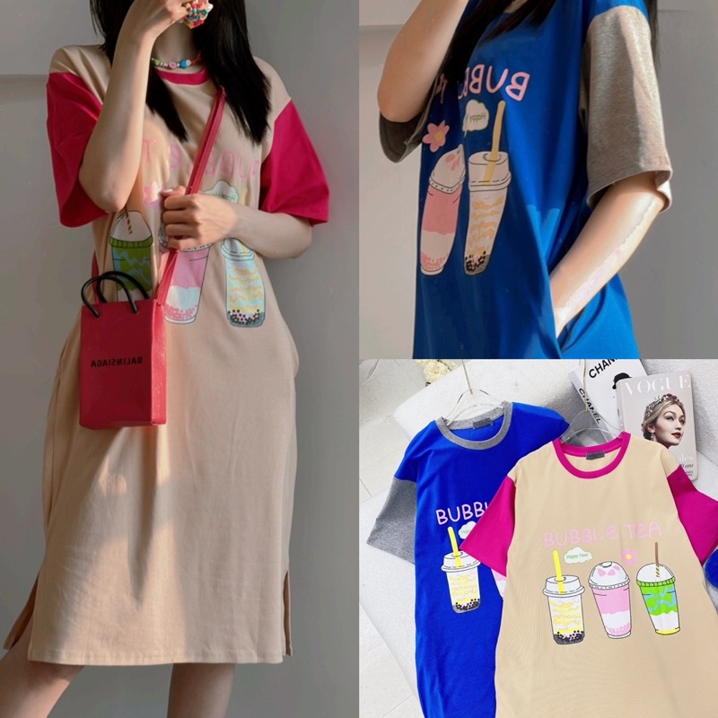 Váy suông hình trà sữa cute