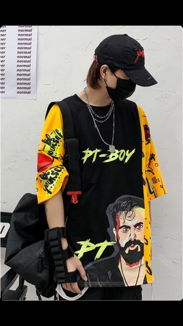 ÁO THUN UNISEX MAY PHỐI IN PT-BOY MẪU ĐỘC LẠ PHONG CÁCH HIPHOP COOL NGẦU FREESIZE FORM RỘNG