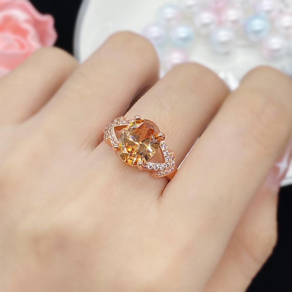 Nhẫn Mạ Bạc S925 Đính Đá Zircon Đỏ Xanh Lá Và Vàng Hồng Thời Trang Cho Nữ