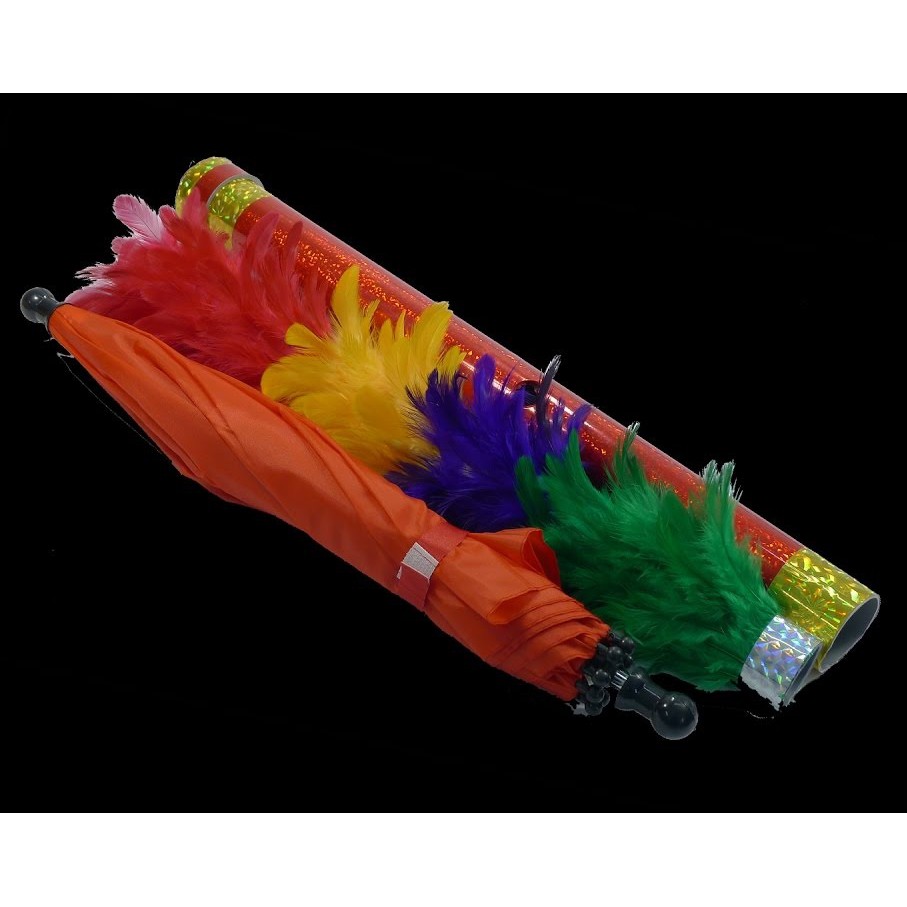 Ảo thuật bộ chổi lông gà đổi 3 màu hóa dù lớn (kèm dù) hàng cao cấp (tặng Clip hướng dẫn)