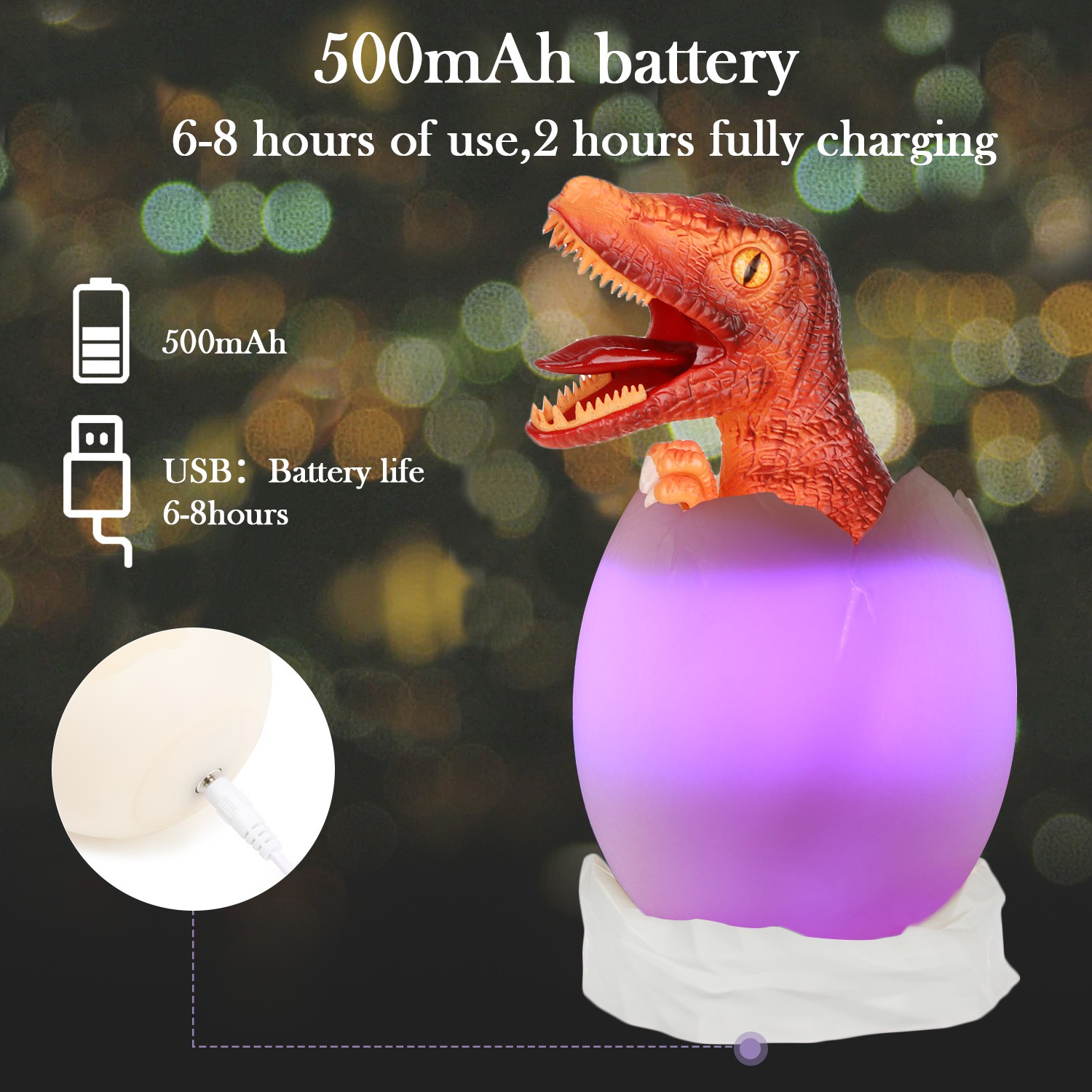 ❤LANSEL❤ Valentines Gifts for Kids 3D dinosaur lamp Children atmosphere Creative gift Night light Remote Touch Control Function 16 Colors Changing Bedroom Boys Room Decor Bedside table Dinosaur egg