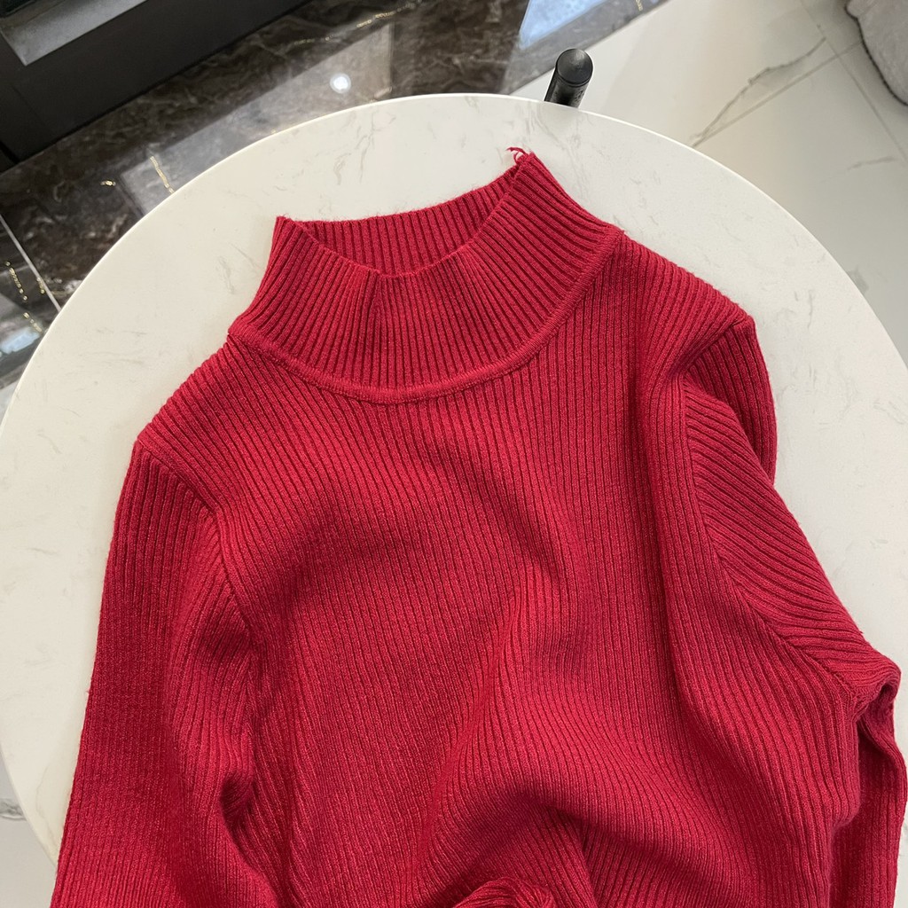 Áo Len Nữ giữ nhiệt cổ 3 phân vải len tăm mỏng Quảng Châu cao cấp | BigBuy360 - bigbuy360.vn