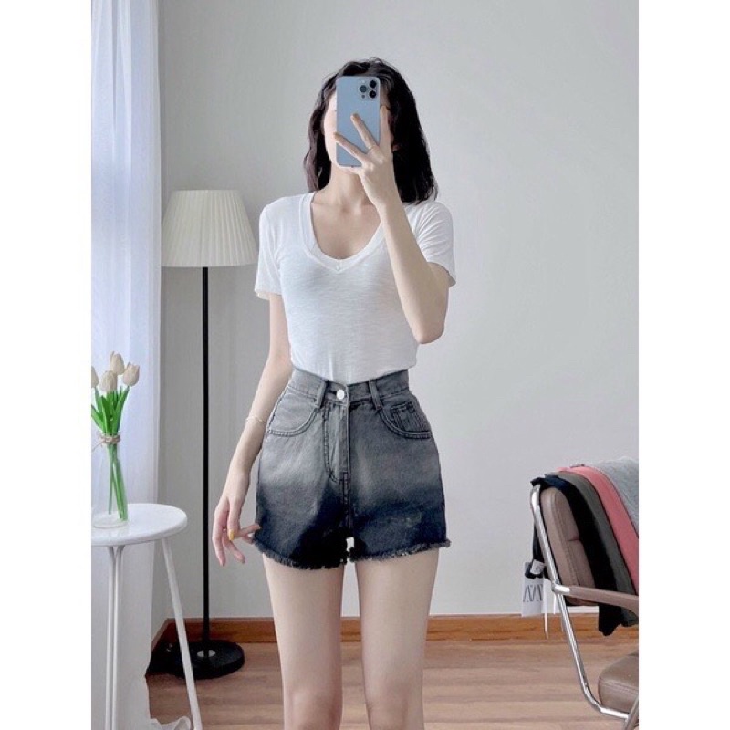 Áo thun cổ tim chất bozip cao cấp,áo thun nữ