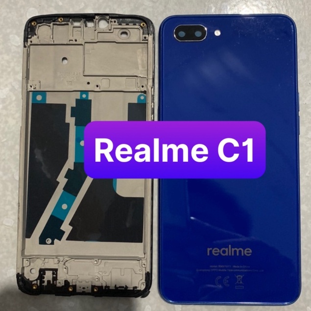bộ vỏ Realme C1 - gồm lưng,sườn,phím,kính camera