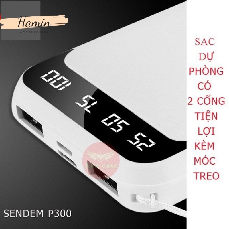 Sạc Dự Phòng Mini Sendem P300 CHÍNH HÃNG hỗ trợ sạc nhanh an toàn -  Dung lượng pin 10.000mAh