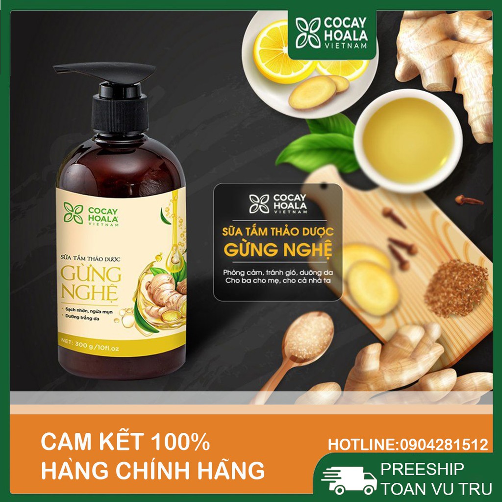 sữa tắm Tinh Dầu Gừng Cocayhoala 300ml, sữa tắm Thảo Dược chăm sóc da,giúp phục hồi da hư tổn, liền xẹo, xóa mờ vết thâm | BigBuy360 - bigbuy360.vn