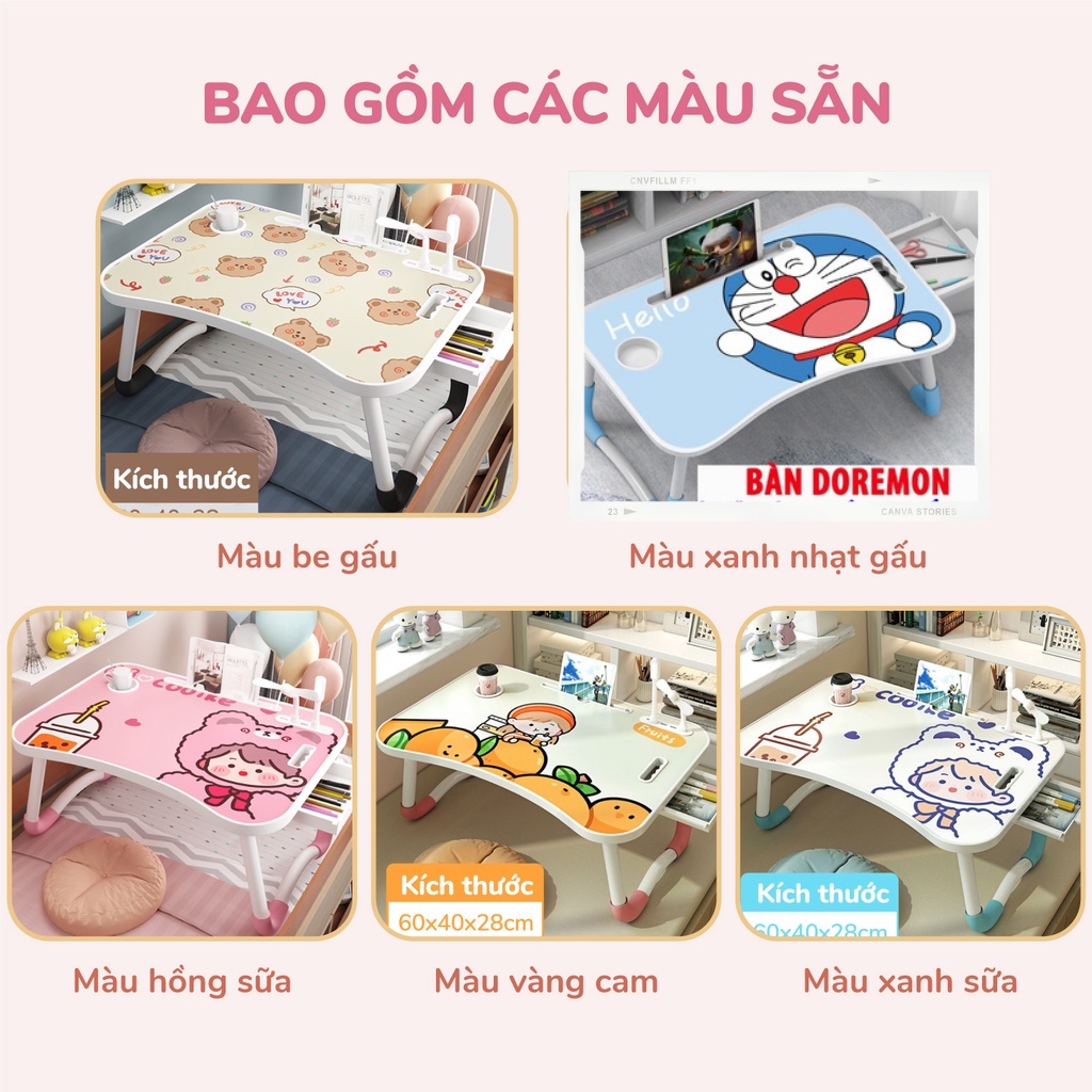 Bàn gấp gọn thông minh - Bàn học gấp gọn thiết kế tiện lợi + khay cắm iPad, Ngăn tủ đựng đồ YOII STORE