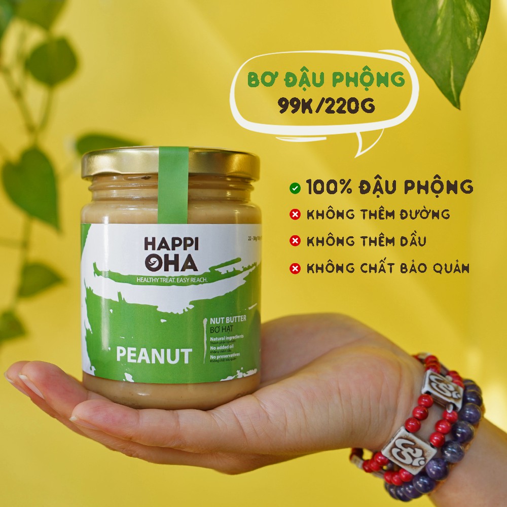 Bơ đậu phộng | Bơ lạc | rang sơ (light roasted), ăn kiêng không đường - HAPPI OHA