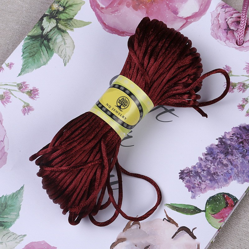 Bó dây tim bóng handmade đủ màu loại 1,5mm - Bó dây vải bóng handmade đủ màu dùng để thắt dây, đan vòng
