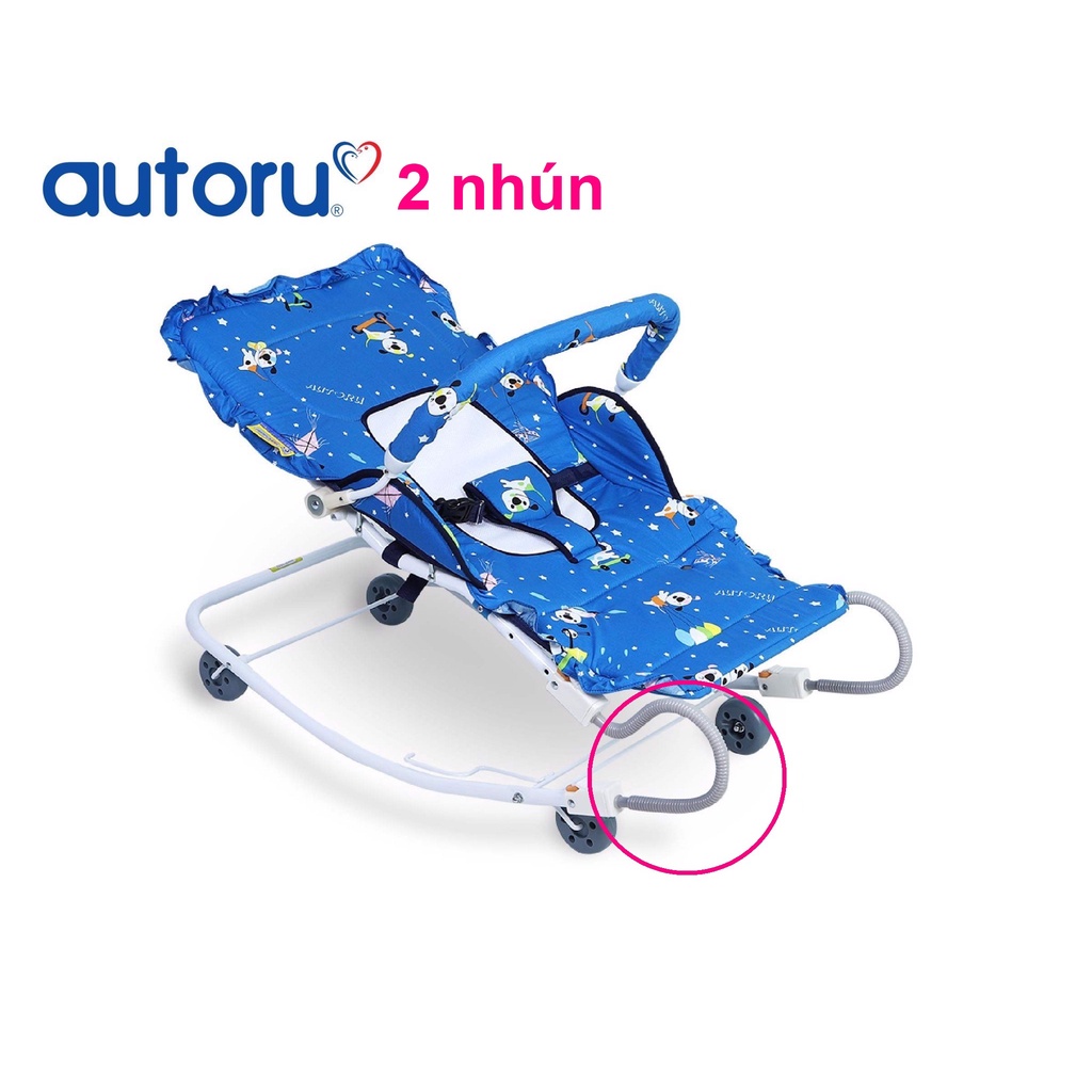 Xe nhún bập bênh cho bé ăn bột gấp gọn hiệu Autoru - xe 2 nhún kèm mùn chụp