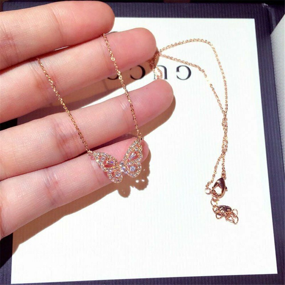 Dây chuyền thiết kế mặt hình bướm đính đá zircon phong cách boho làm quà tặng Valentine xinh xắn cho nữ