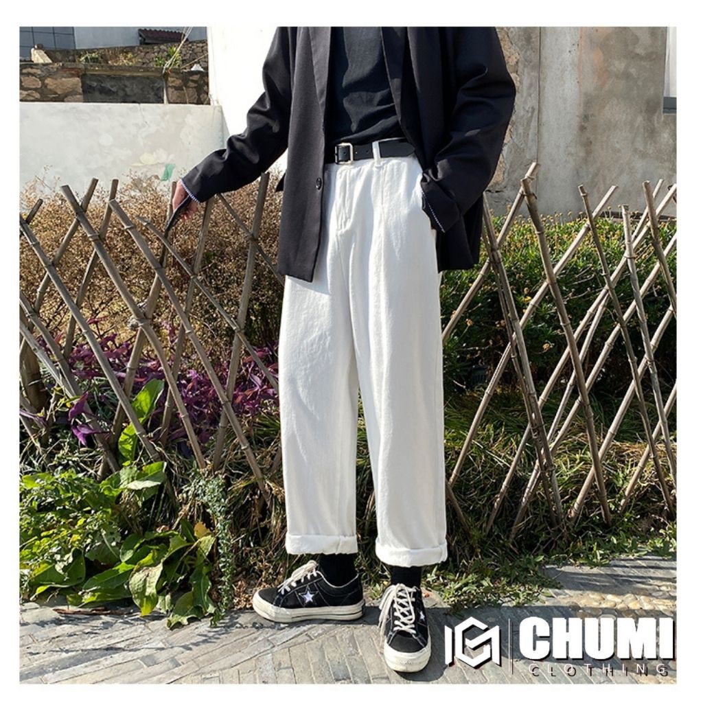 Quần jeans nam CHUMI màu trắng nam nữ hack dáng unisex mùa hè oversize form rộng cm044
