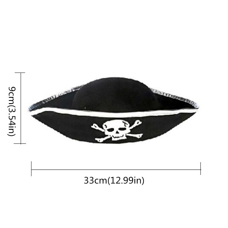 Tri Corner Pirate Hat Three Cornered Buccaneer Costume Accessory Hat