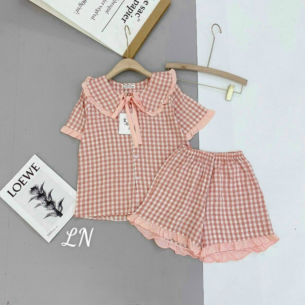 Vải caro đũi ko nhăn ô 1cm may gối ôm,đồ bộ,váy ko nhăn