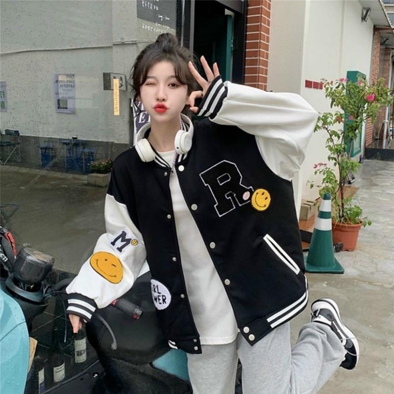 Áo khoác nỉ bomber logo R bao chất bao đẹp-A821