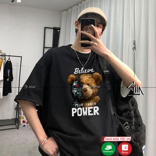 Áo thun tay lỡ GiiN form rộng in hình Teddy kiểu phông unisex chất cotton 100% TS023B