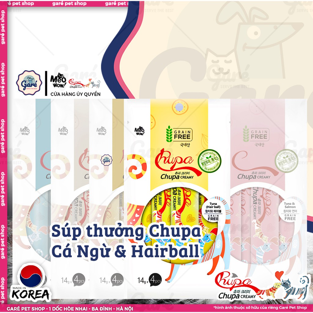 14gr - Súp thưởng Chupa Grain Free Hàn Quốc nhiều vị dành cho Mèo