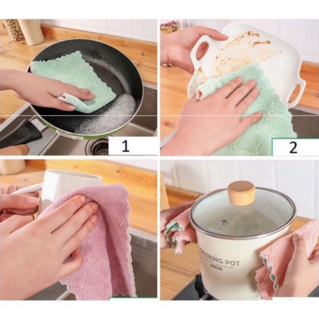 Khăn lau bếp, bát đĩa, cốc chén thấm nước chống dính khăn lau bếp đa năng 15x26cm Loại 1
