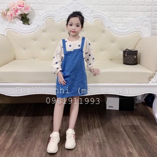 Set áo bi + yếm kaki cho bé gái