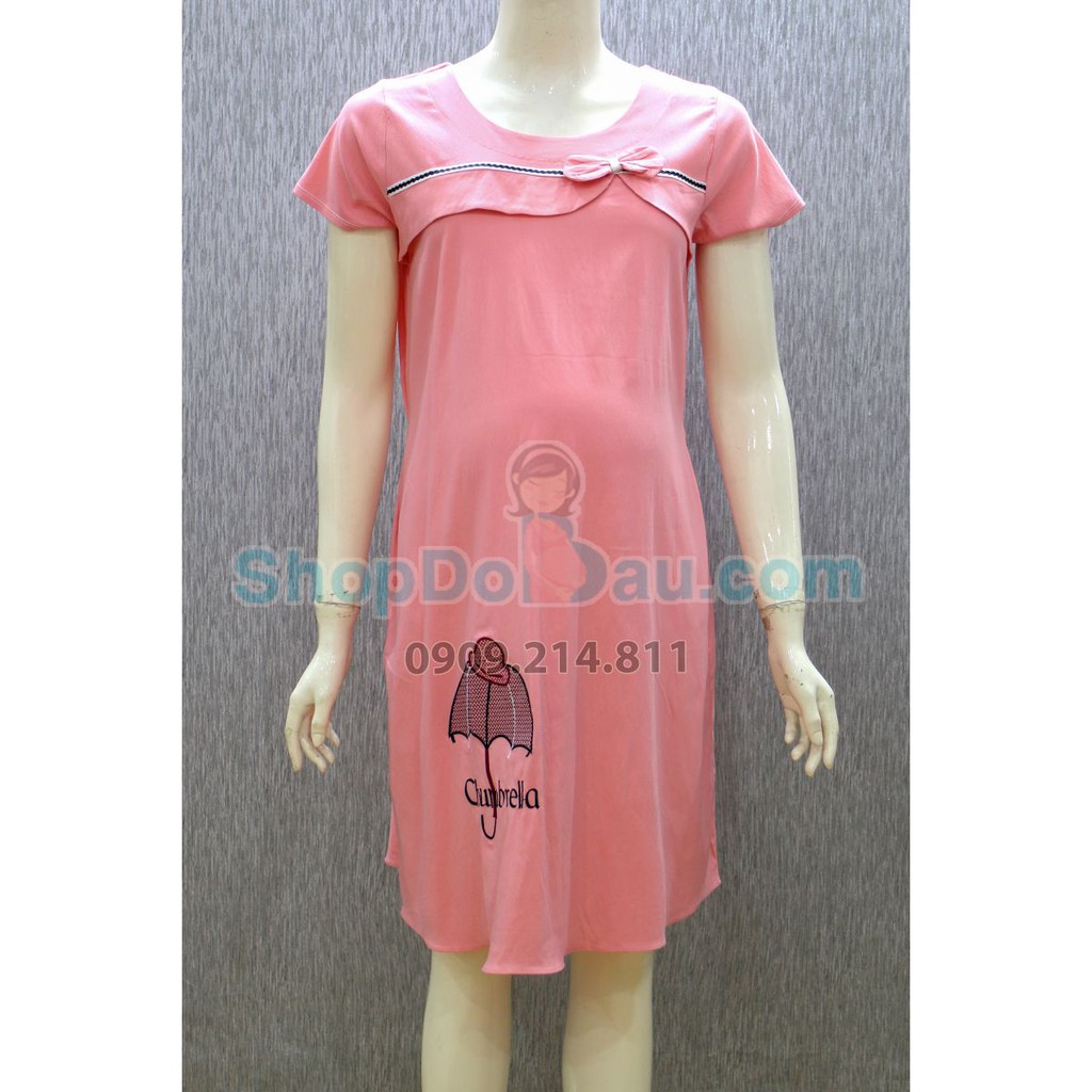 Đầm Bầu cổ tròn nơ - kate lụa (Mã số: DB2587)