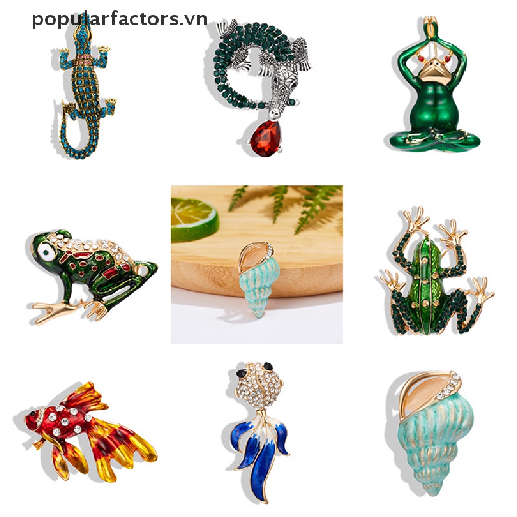 Ghim cài áo kiểu cá vàng ốc sên động vật biển dễ thương đính đá thời trang dành cho nữ