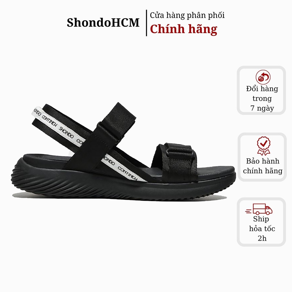 Giày sandal Shondo nam nữ quai ngang đen trắng F7N1016 Shondo chính hãng