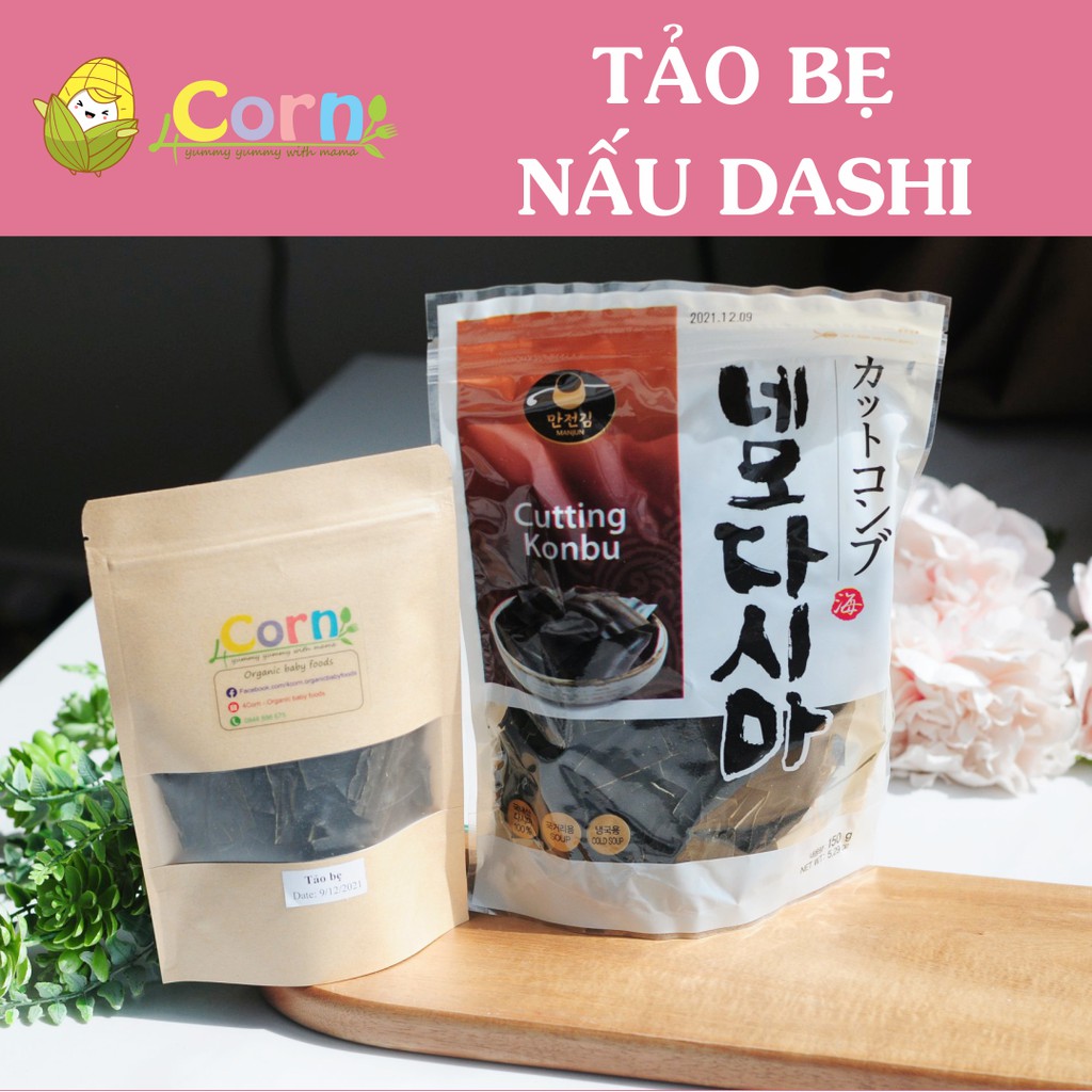 Tảo bẹ Cutting Konbu Hàn Quốc (Kombu) - Nấu nước dashi - Cho bé 5m+ (date: T11/2022)