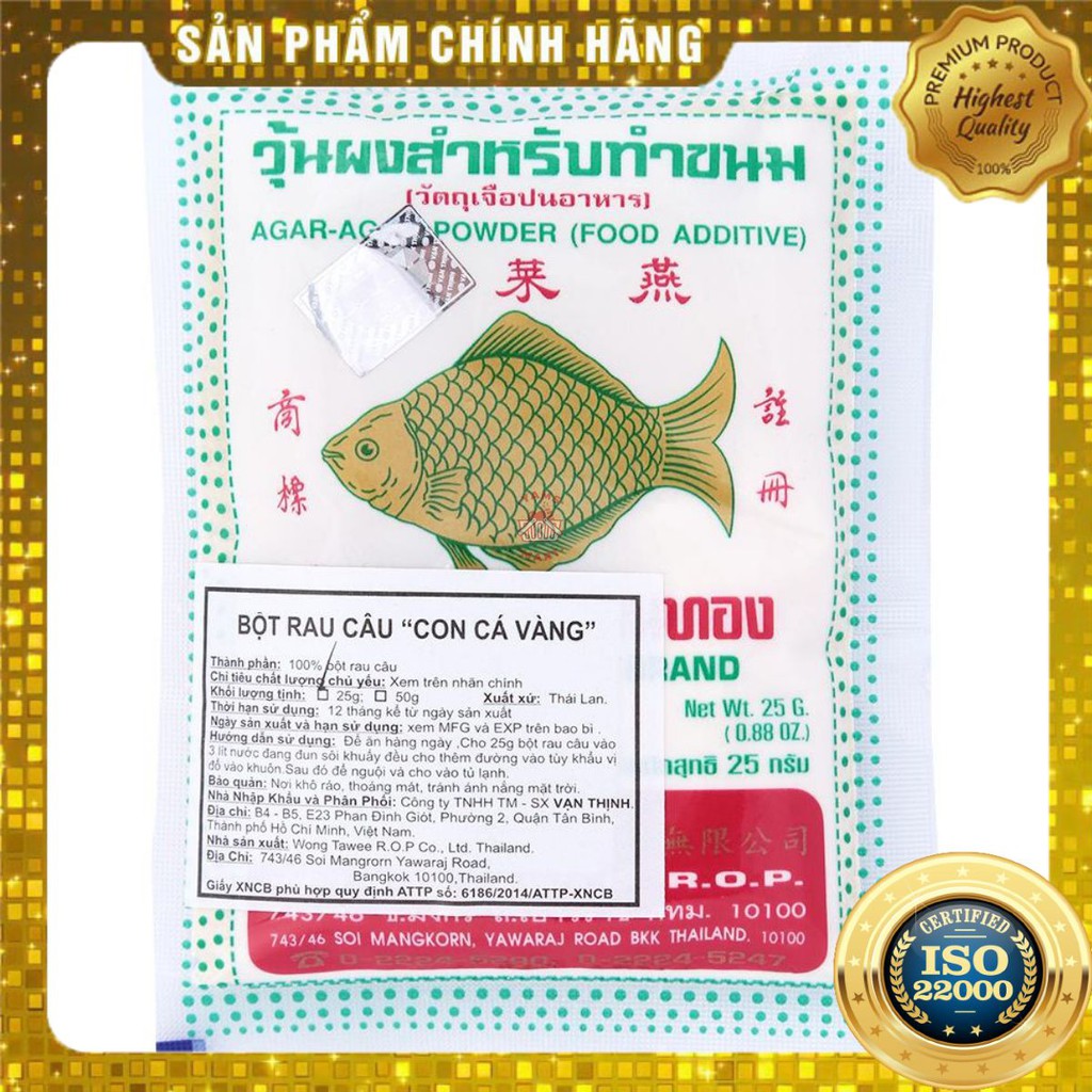 [ Yams Mart ] Bột Rau Câu Con Cá Vàng Platapiantong Gói 25G