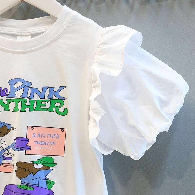 Set Áo Thun Tay Ngắn Phồng + Chân Váy Thời Trang Hè Hàn Quốc Mới Cho Bé Gái