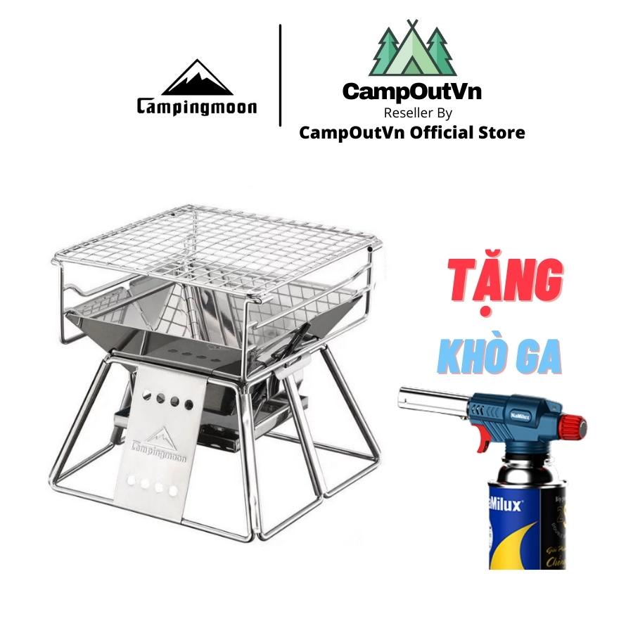 Bếp nướng cắm trại campingmoon campoutvn bếp campingmoon cắm trại du lịch bếp than inox x-mini A250