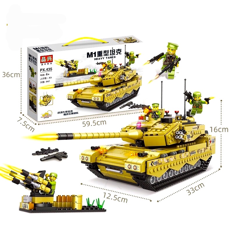 Bộ lắp ghép LX.A435 Xếp Hình Xe Tăng Bọc Thép Quân Đội Đức - M1 Tanks Modern War 947 chi tiết
