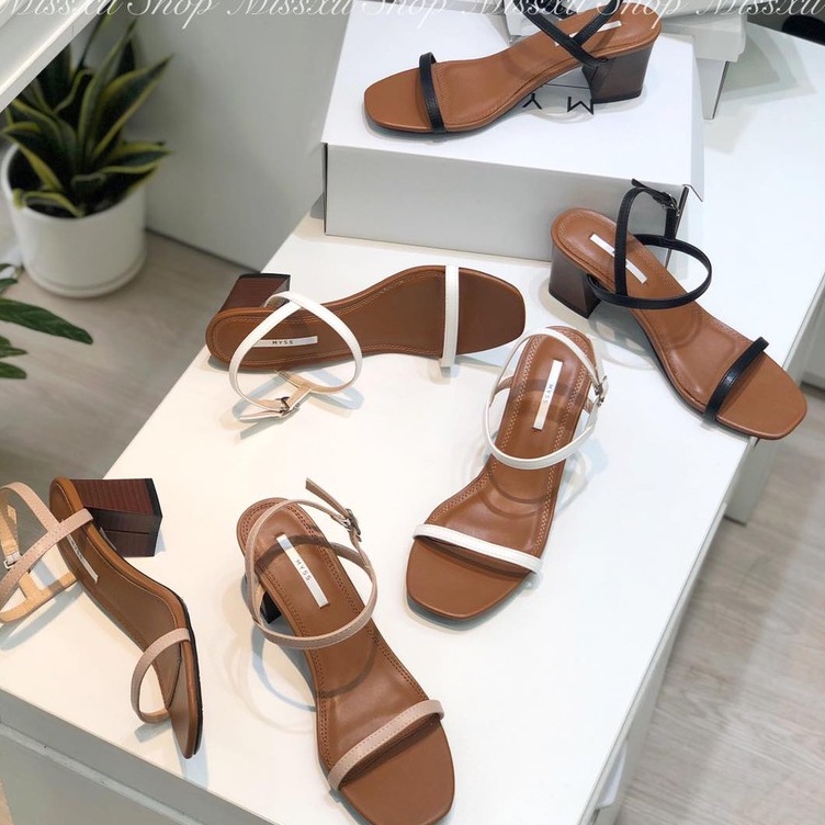 Giày sandal nữ gót trụ vân gỗ 5cm thời trang MYSS - 9dc