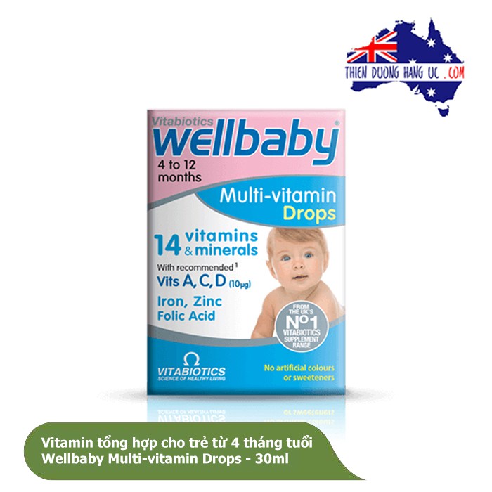 Vitamin tổng hợp cho bé từ 4 tháng Wellbaby Drops - 30ml