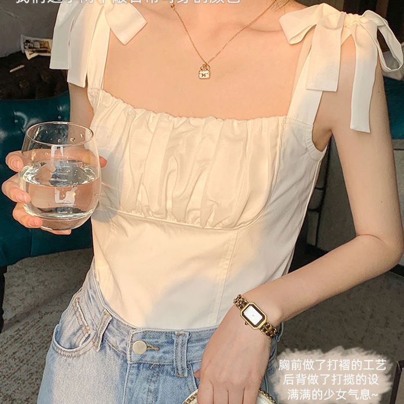 Áo 2 dây bản to cup ngực buộc nơ vai HSG010, áo xếp li ngực tôn dáng hiệu quả sexy cá tính