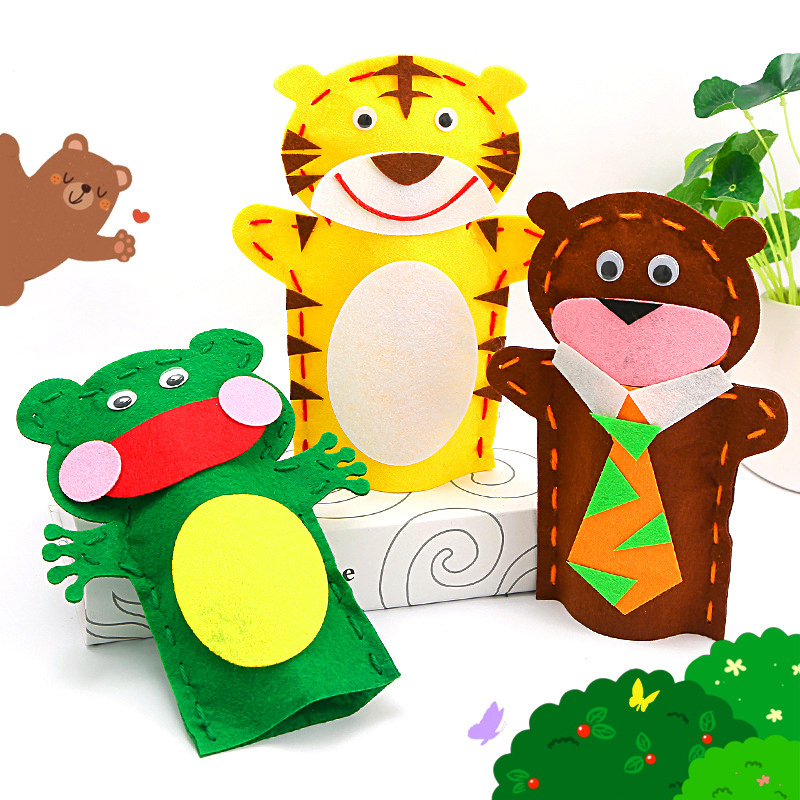 Diy động vật dễ thương búp bê con rối ngón tay không dệt trẻ em găng tay đồ chơi giáo dục sớm