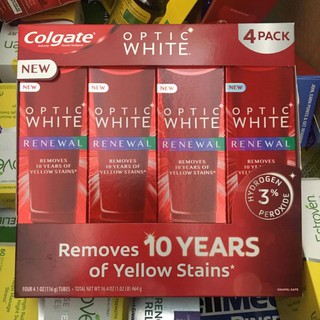 1 TUÝP KEM ĐÁNH RĂNG COLGATE OPTIC WHITE RENEWAL, LOẠI BỎ VÀNG Ố RĂNG 10 NĂM