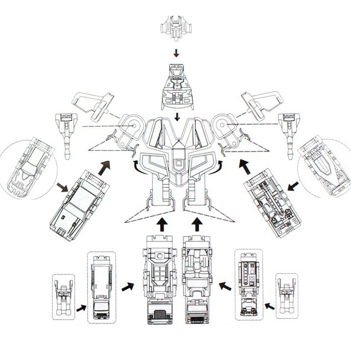Robot lắp ghép biến hình cho bé yêu 5 trong 1 từ 5 xe hơi lắp thành siêu nhân