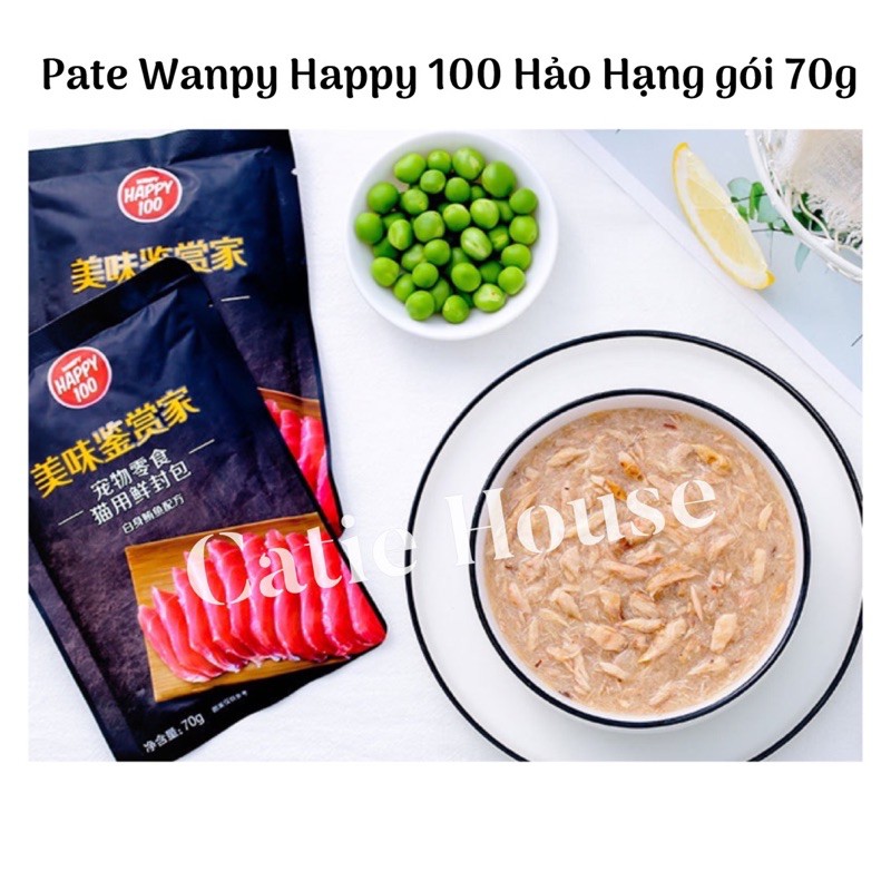 [Giao ngay HOẢ TỐC] Pate Wanpy Happy 100 Premium Hảo Hạng gói 70g cho mèo - Wanpy phiên bản hảo hạng