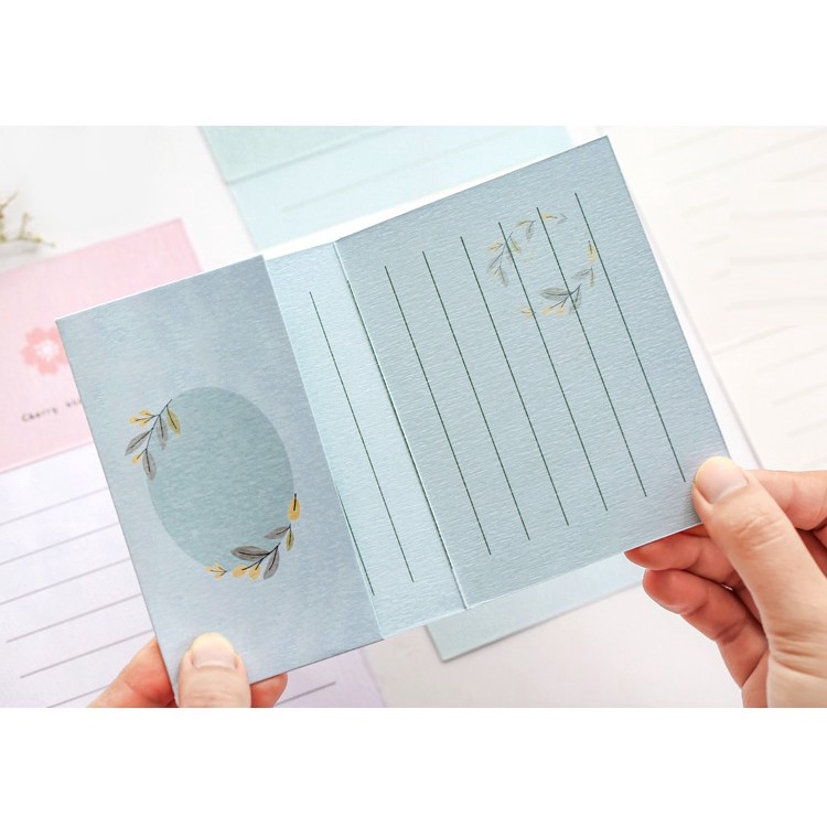 Set 2 Thiệp gấp pastel Hoa Trái kèm sticker dán - 22.5x11cm