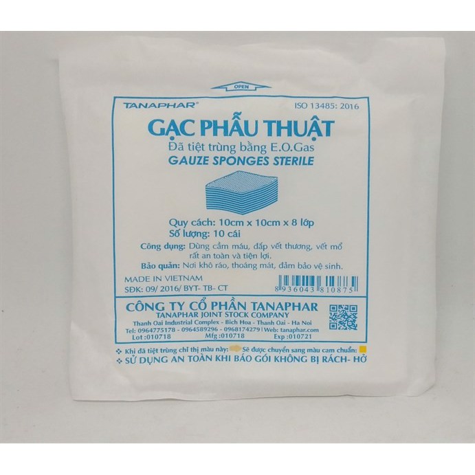 GẠC PHẪU THUẬT 10CM X 10 CM X 8 LỚP COMBO 10 GÓI