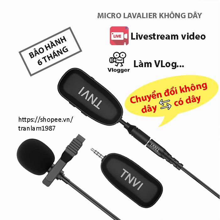 [Mã ELHACE giảm 4% đơn 300K] Micro không dây cài áo lavalier TNVI V1