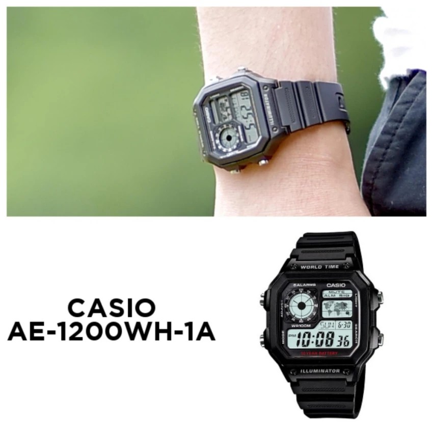 Đồng hồ nam dây nhựa Casio chính hãng Anh Khuê AE-1200WH-1AVDF