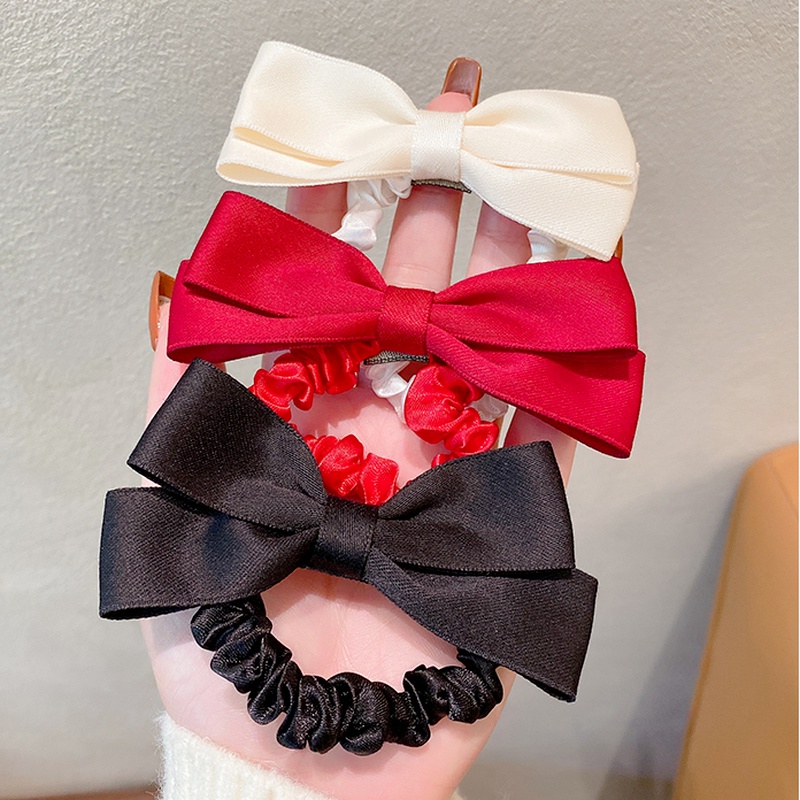 Dây Cột Tóc Vải Nhung Màu Đỏ Dễ Thương Phong Cách Hàn Quốc