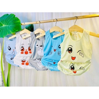 Combo 5 bộ áo ba lỗ quần chip họa tiết cảm xúc cho bé từ 3-14kg